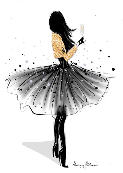 DarcyMarc Illustrated 5x7 Flat Card - Champagne Toast