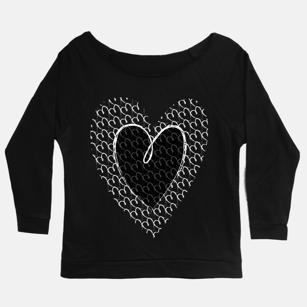 Hearts Graphic Terry 3/4 Sleeve Sweatshirt