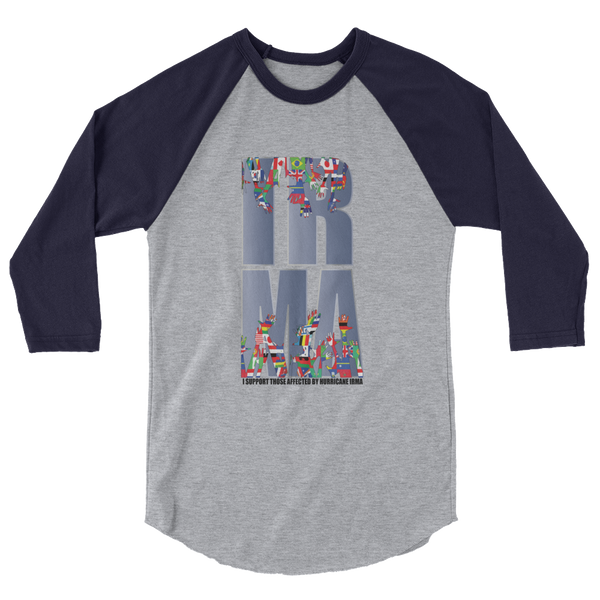 UNISEX "I SUPPORT THOSE AFFECTED...IRMA" 3/4 Sleeve Raglan Shirt