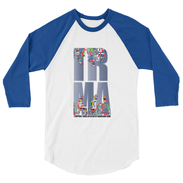 UNISEX "I SUPPORT THOSE AFFECTED...IRMA" 3/4 Sleeve Raglan Shirt