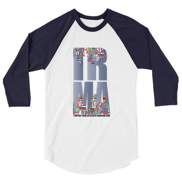 UNISEX "I SUPPORT THOSE AFFECTED...IRMA" 3/4 Sleeve Raglan Shirt