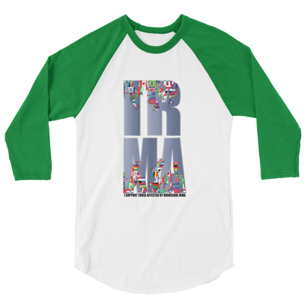 UNISEX "I SUPPORT THOSE AFFECTED...IRMA" 3/4 Sleeve Raglan Shirt