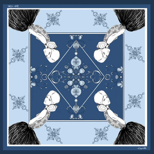 DarcyMarc Fashion Silk Habotai Scarf - Upscale Blues